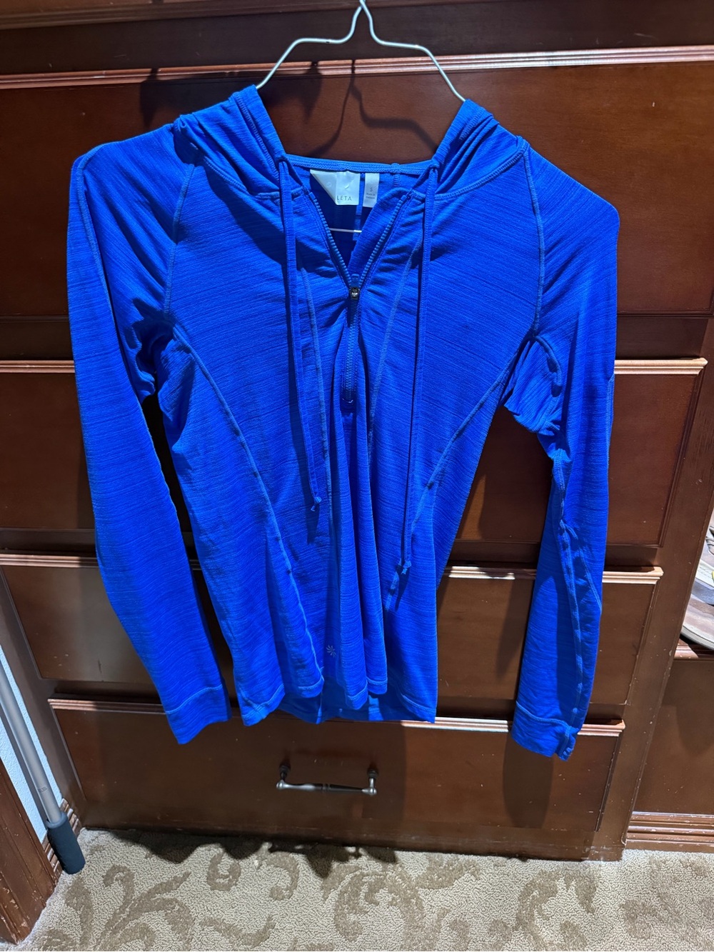 Athleta Electric Blue Hooded Zip Front pullover